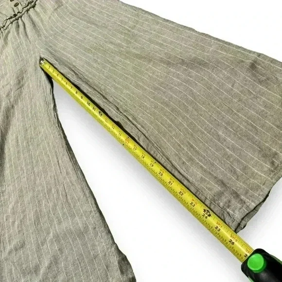 Romeo & Juliet Couture Tan Striped Linen Blend Jumpsuit Adjustable strap size Lg - Picture 12 of 16